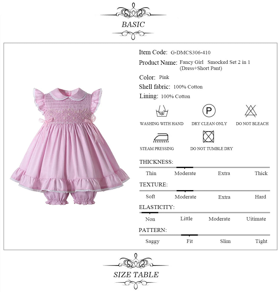 Smocked baby girl dress 100% Cotton