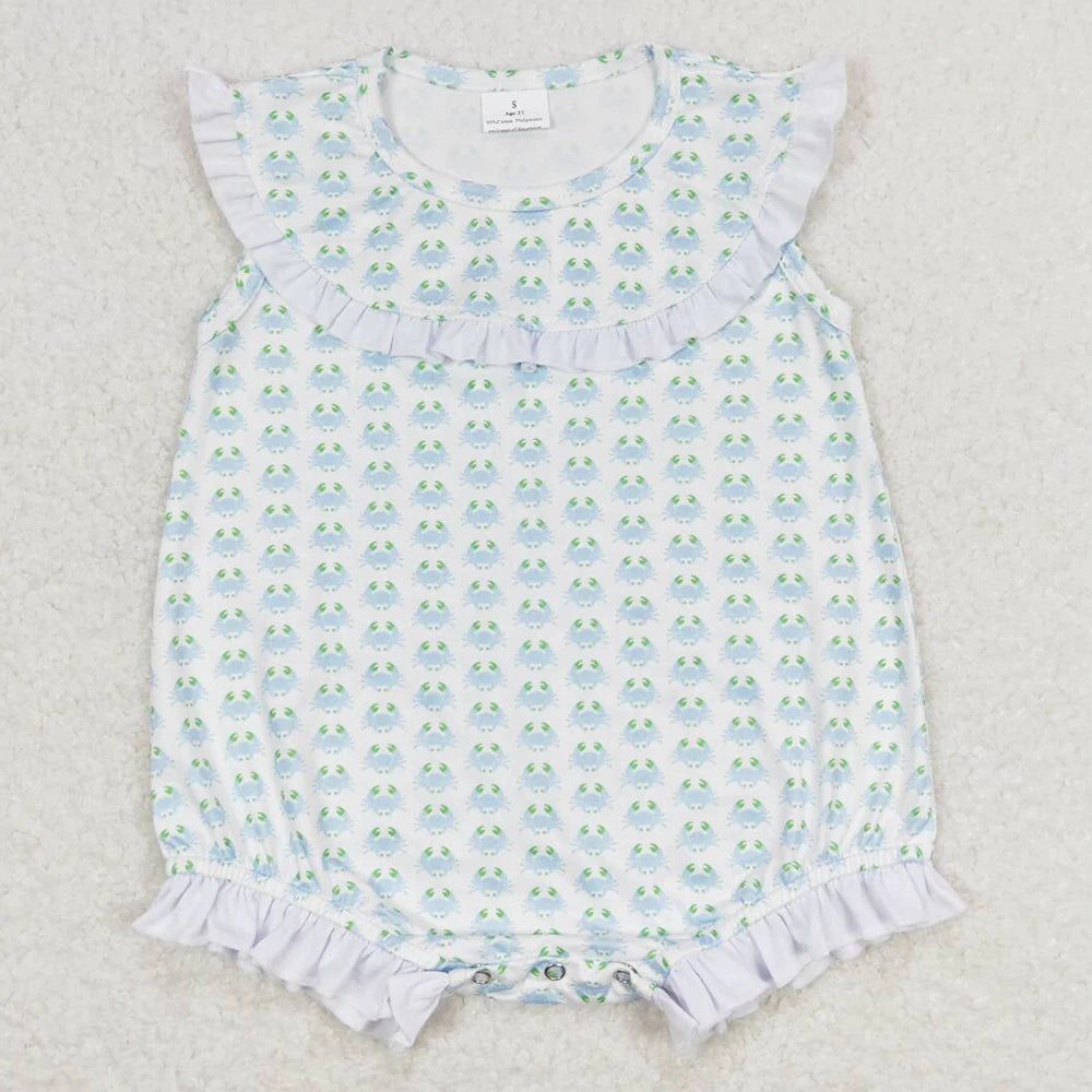 Boutique Baby Infant Boys Crabs Short Sleeve Rompers Spring Summer Toddler Boys Rompers Fashion Kids Baby Onesie Boys Jumpsuits