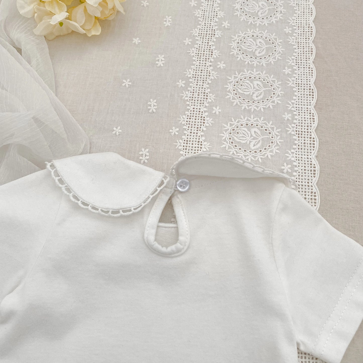 0-24M Baby Girl Romper Baby Girl Clothing Toddler New Girls Lace Collar Romper Cotton White Infant Baby Girls Jumpsuit