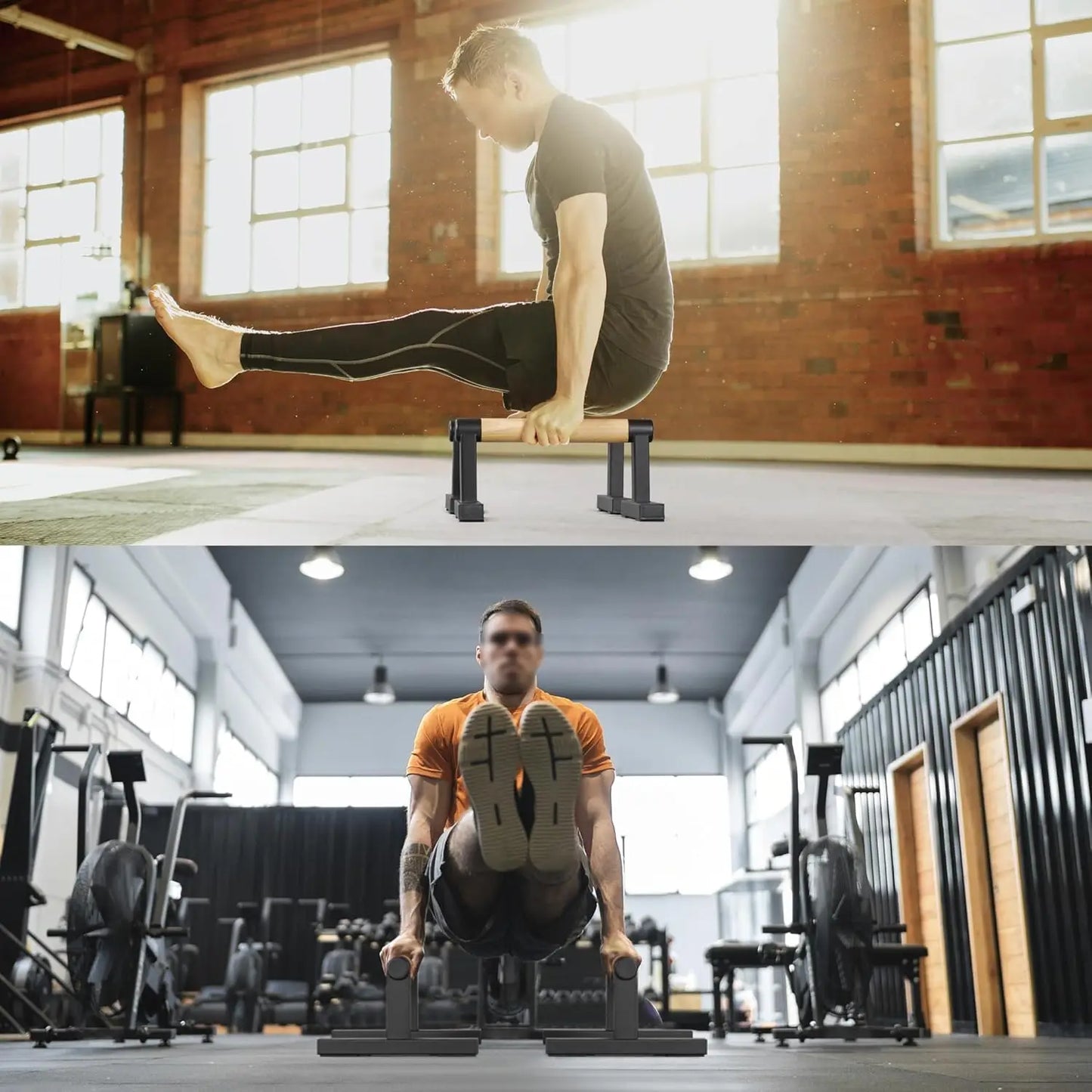 Wooden Parallettes Push Up Bars for Men, Strength Training Handles for Home Calisthenics and Fitness Workouts - Supports 500 lbs