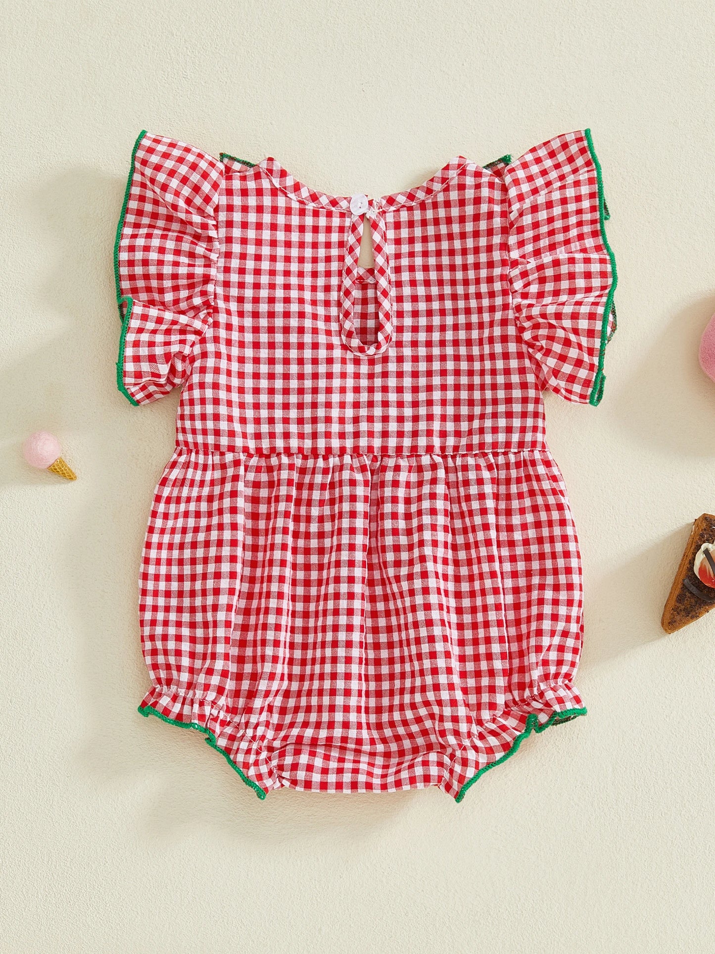 Baby Girls Romper Ruffle Sleeve Round Neck
