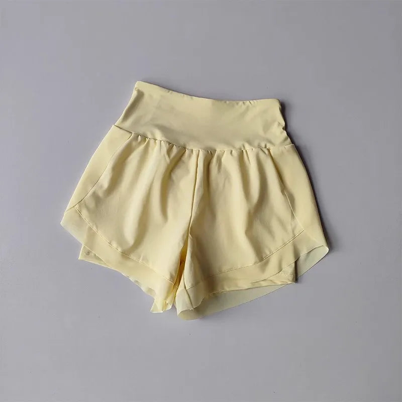 Summer Women's Sports Shorts Mesh 2 In 1 Quick-dry Yoga Shorts Breathable Fitness Shorts High Waist Fitness Running Shorts
