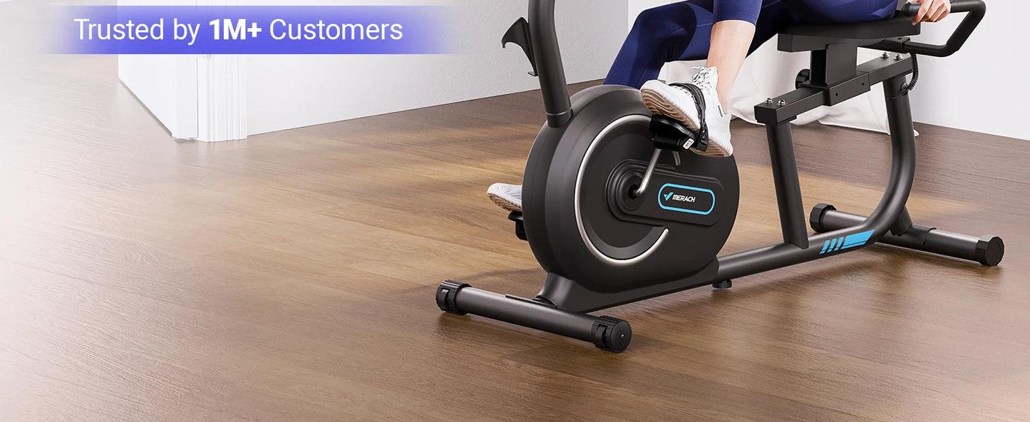 MERACH Recumbent Exercise Bike for Home Smart Bluetooth Exclusive App Connectivity LCD Heart Rate Handle Magnetic Recumbent Bike