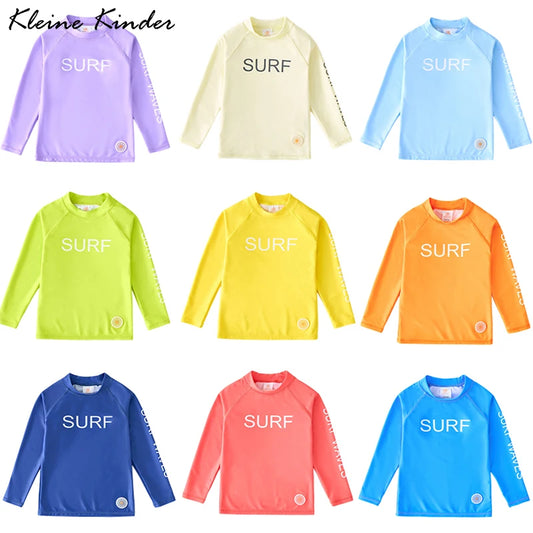 T Shirt for Swimming Children's Swimwear UPF50 UV Protection Beach Bathing Suit Kid Boy Girl Long Sleeve Swimsuit Top Rash Guard