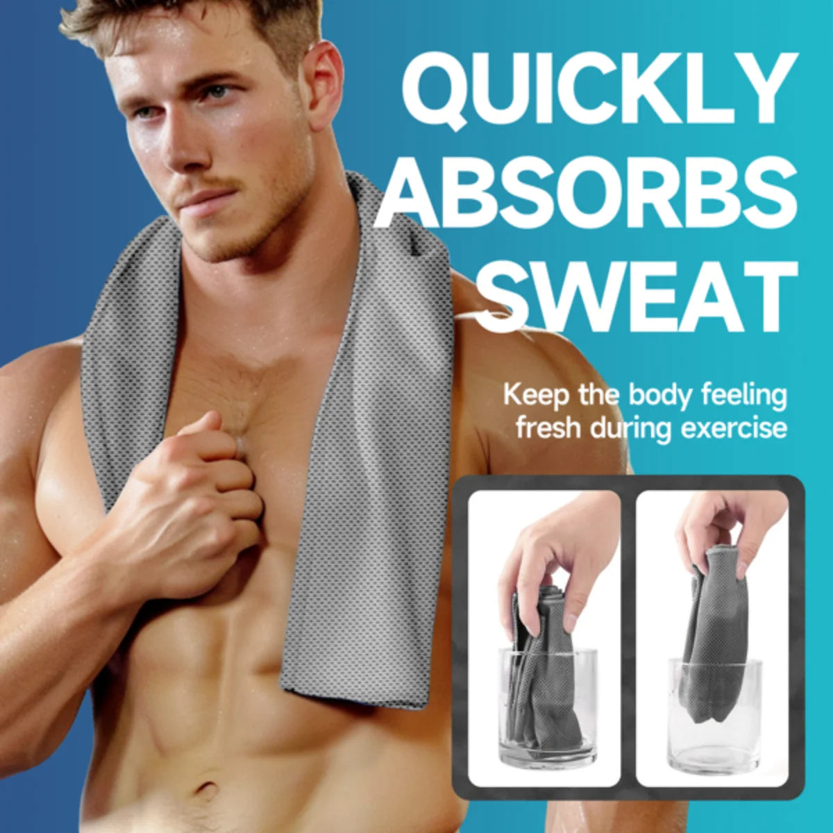 4-Pack Superfiber Ice Cooling Towels - Soft, Breathable for Sports, Yoga, Gym & Outdoors (Weekend Shipping Not Available)