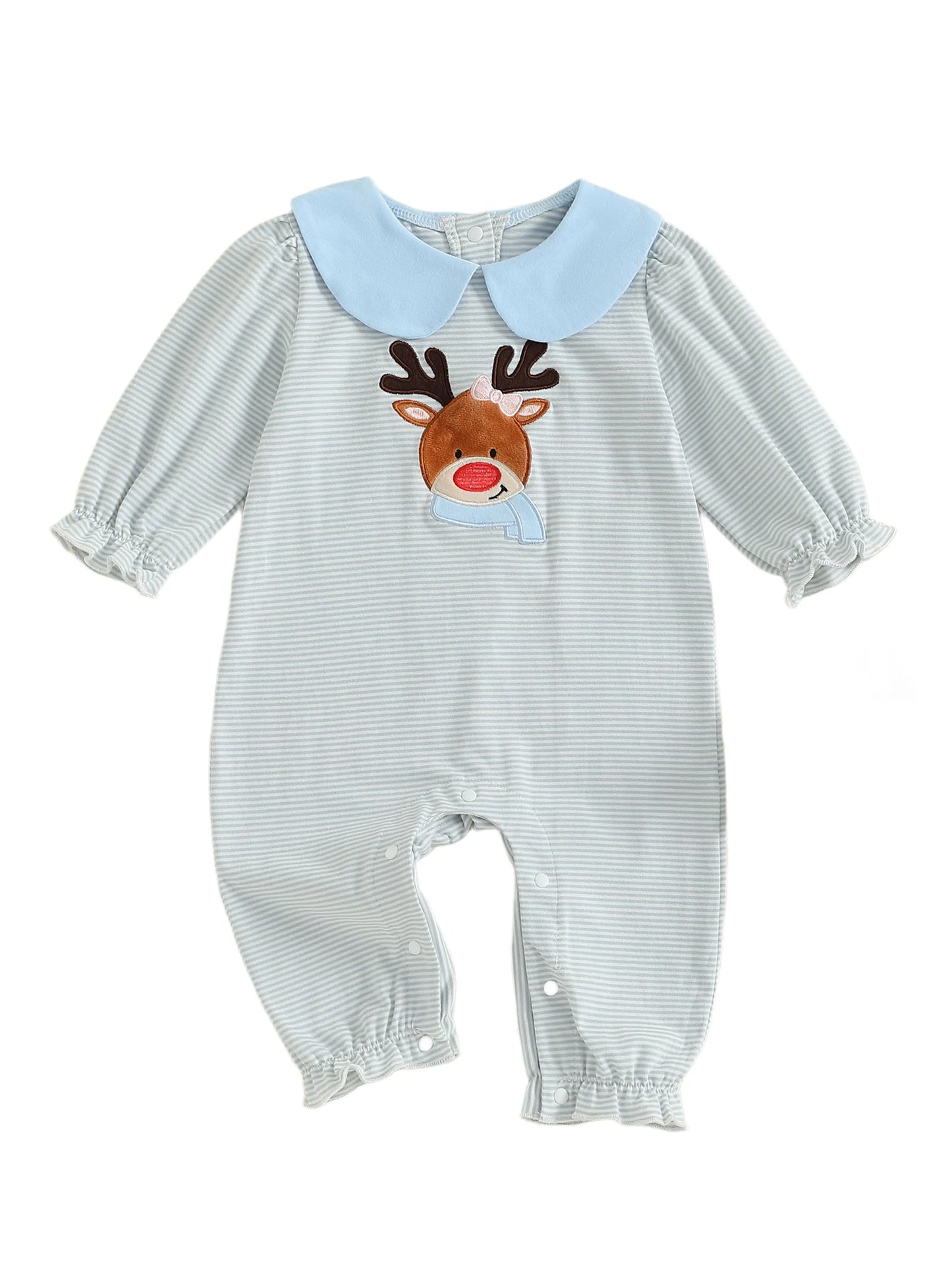 Toddler Christmas Snowflake Print  with Pom Pom Hooded Jumpsuit Warm Winter Pajamas for Baby Boys Girls