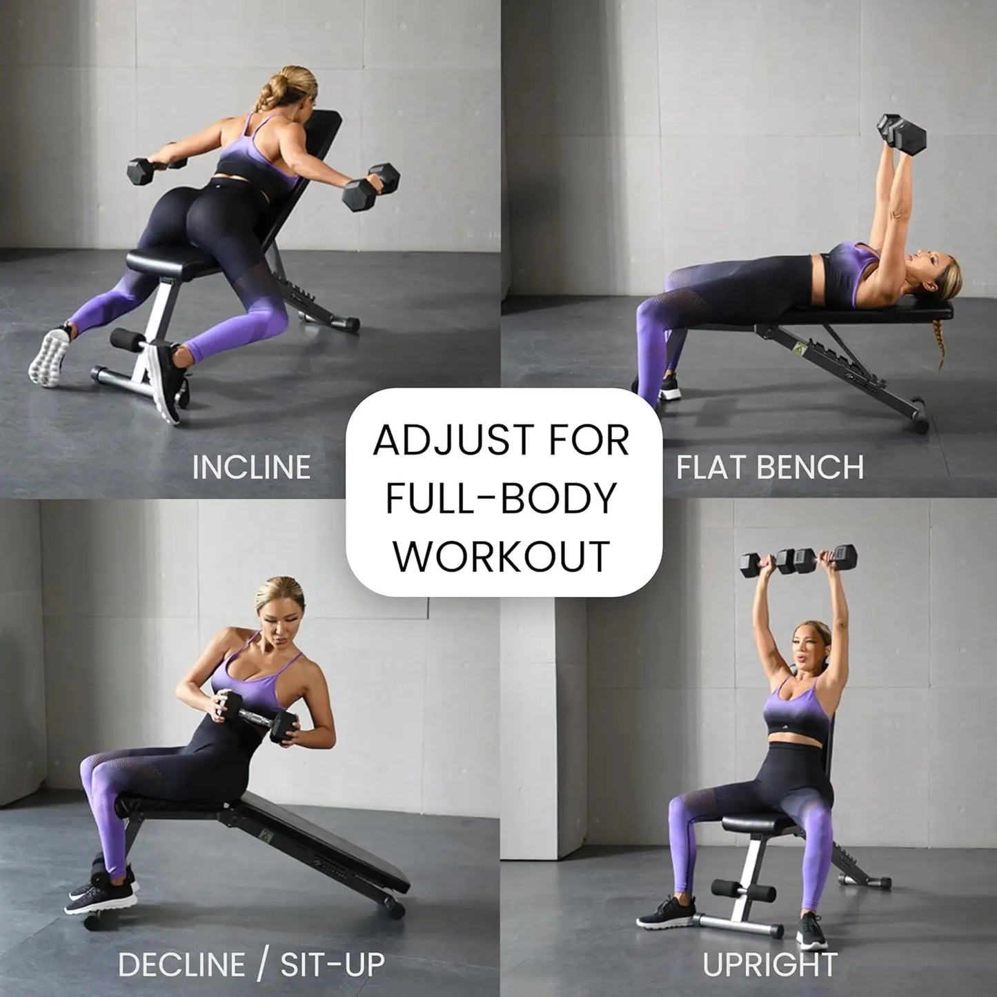 5-in-1 Adjustable Weight Bench for Home Gym, Foldable, 800 lbs Capacity, Perfect for Dumbbell Workouts