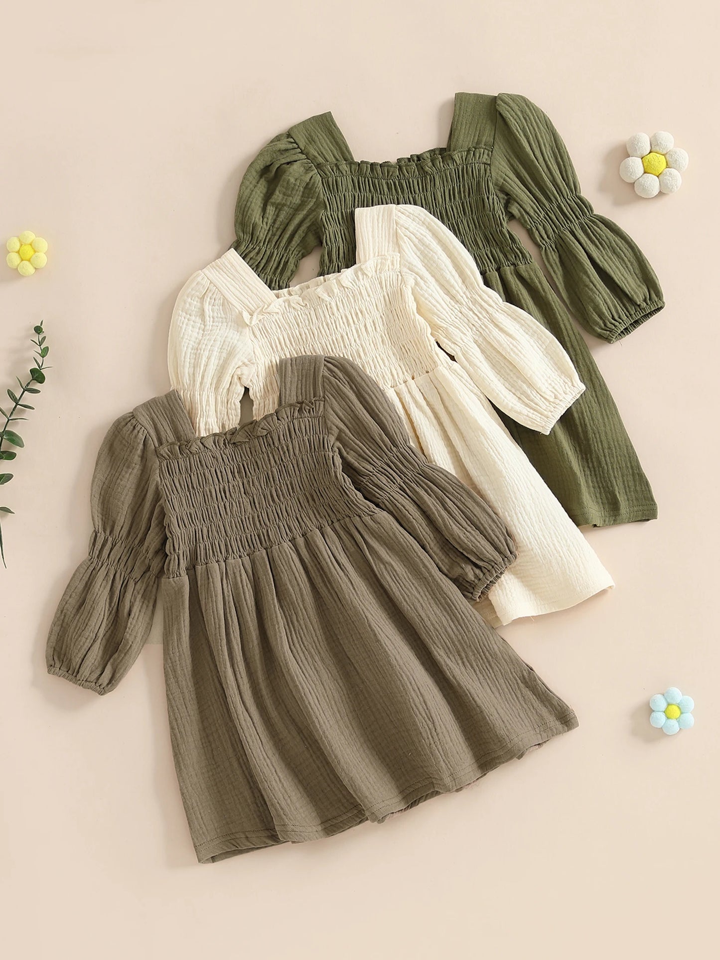 Adorable Baby Girl Ruffle Sleeve Dress Elegant Floral Print Round Neck Short Sleeve Party Dress with Bow Detail