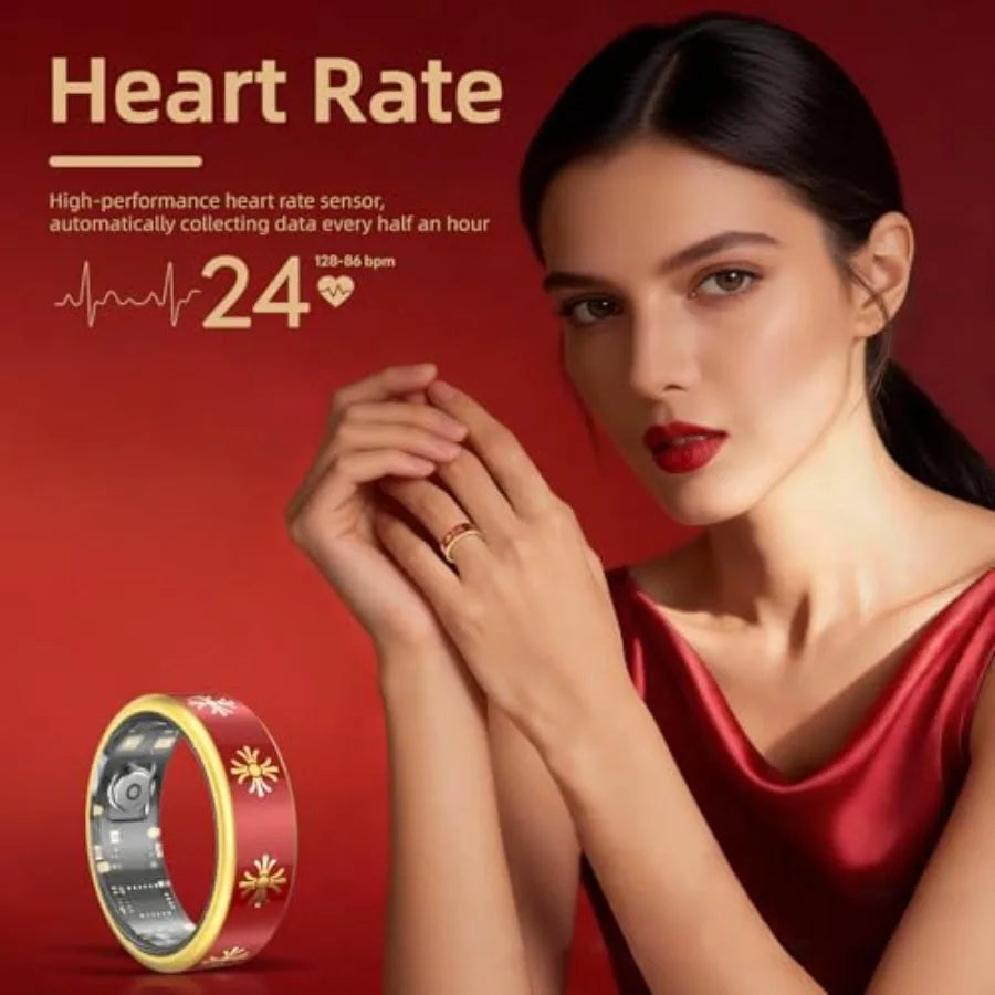 Smart Ring for Women Men Fitness Tracker Ring with Heart Rate Monitor Sleep Tracker Fitness Tracker No Subscription Fee IP68 Wa