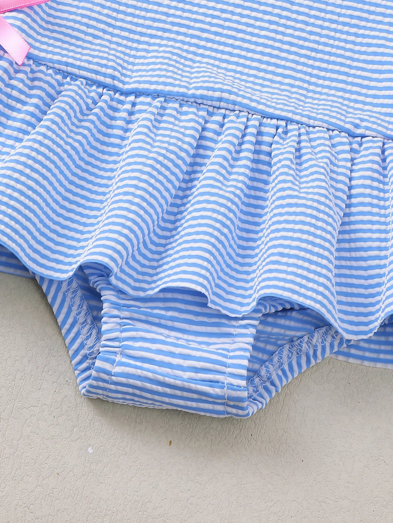 Baby Girl's Solid Stripe One-Piece Swimsuit Sleeveless Bodysuit for Toddlers And Kids