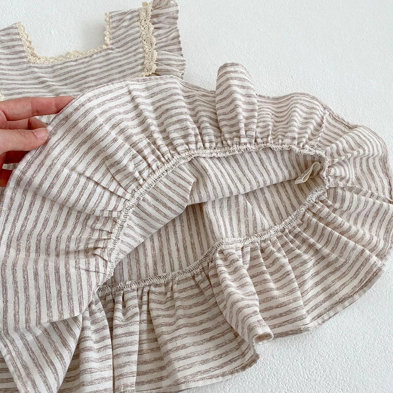 Fashion Baby Girls Clothes Girls Dress Striped Lace Summer New Baby Girl Romper
