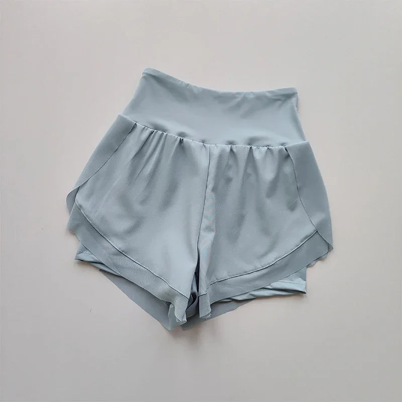 Summer Women's Sports Shorts Mesh 2 In 1 Quick-dry Yoga Shorts Breathable Fitness Shorts High Waist Fitness Running Shorts