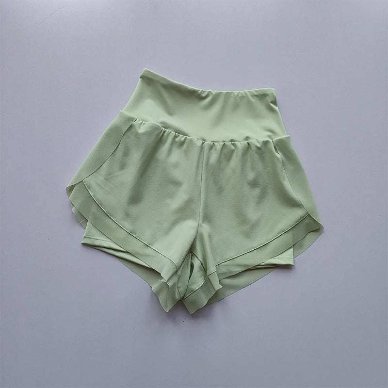 Summer Women's Sports Shorts Mesh 2 In 1 Quick-dry Yoga Shorts Breathable Fitness Shorts High Waist Fitness Running Shorts