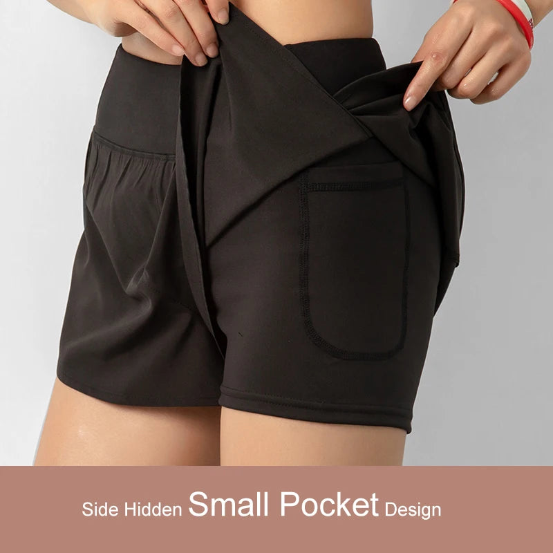 Women's Non See-Through Quick Dry Breathable Yoga Shorts with Side Pockets Summer Running Gym Workout Athletic Hot Pants