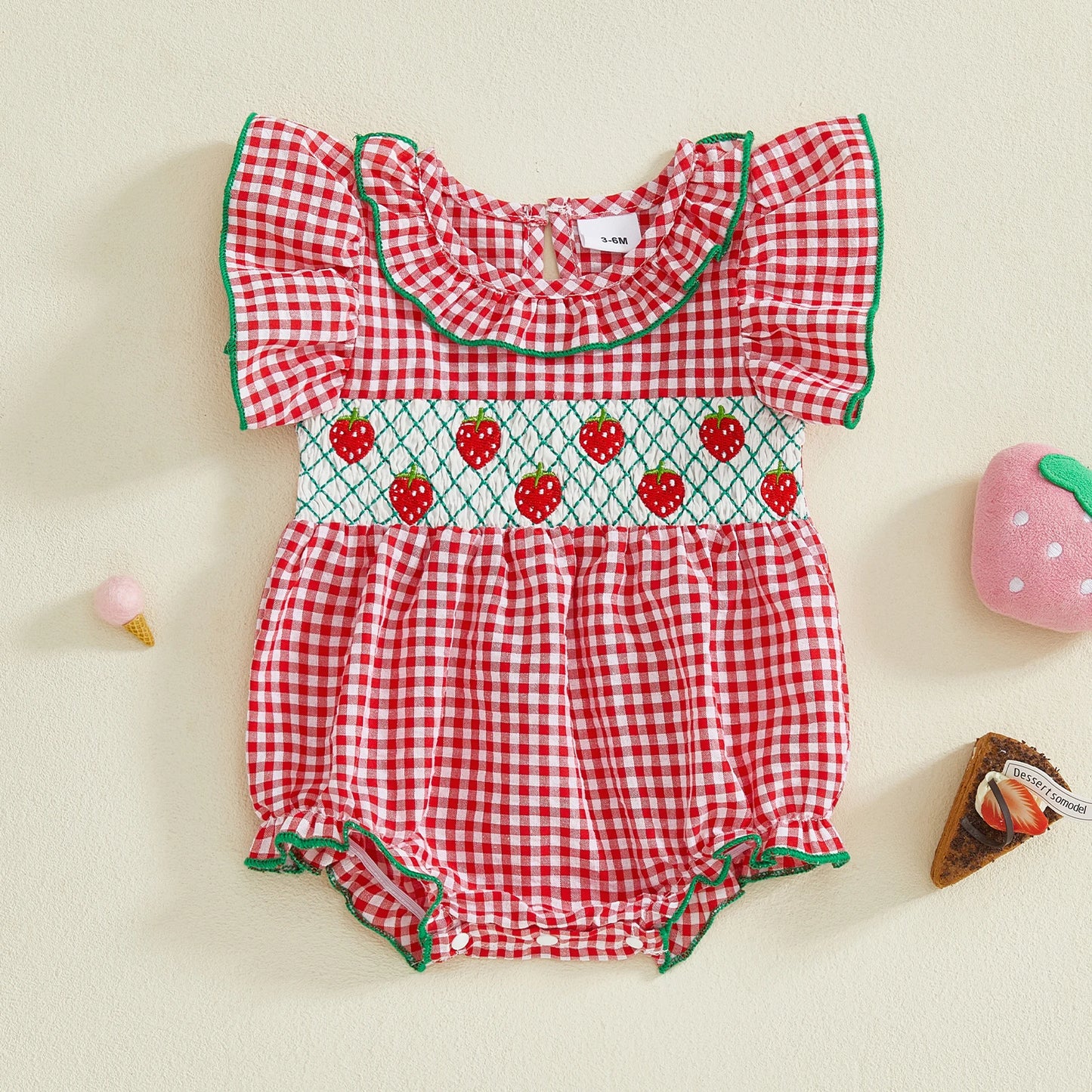 Baby Girls Romper Ruffle Sleeve Round Neck
