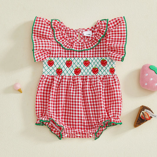 Baby Girls Romper Ruffle Sleeve Round Neck