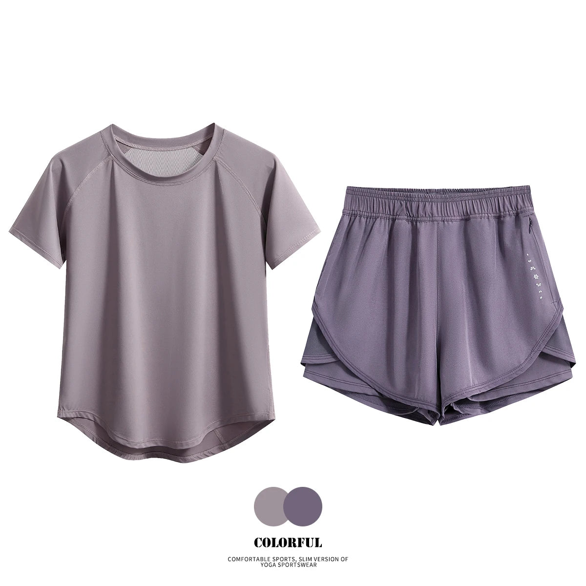 DRUR 2pcs Gym Set Women Summer Sportswear Outfit 2 Piece Short Sleeve Sports Shirt Shorts Sets Jogging Suit Female Tracksuit New