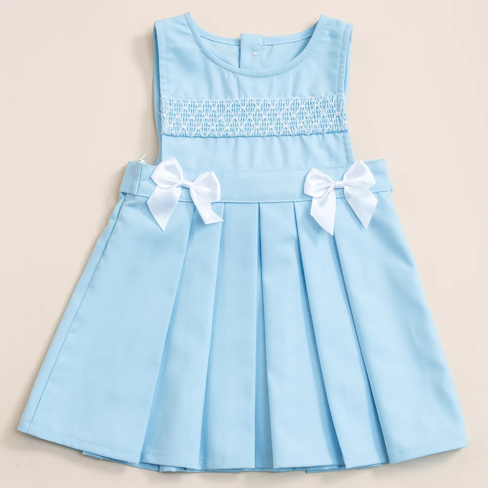 Summer Baby Girls Spanish Handmade Smocked Set Kids Infants Smocking Dresses with Bubble Sleeve Top Children Smocking Frocks
