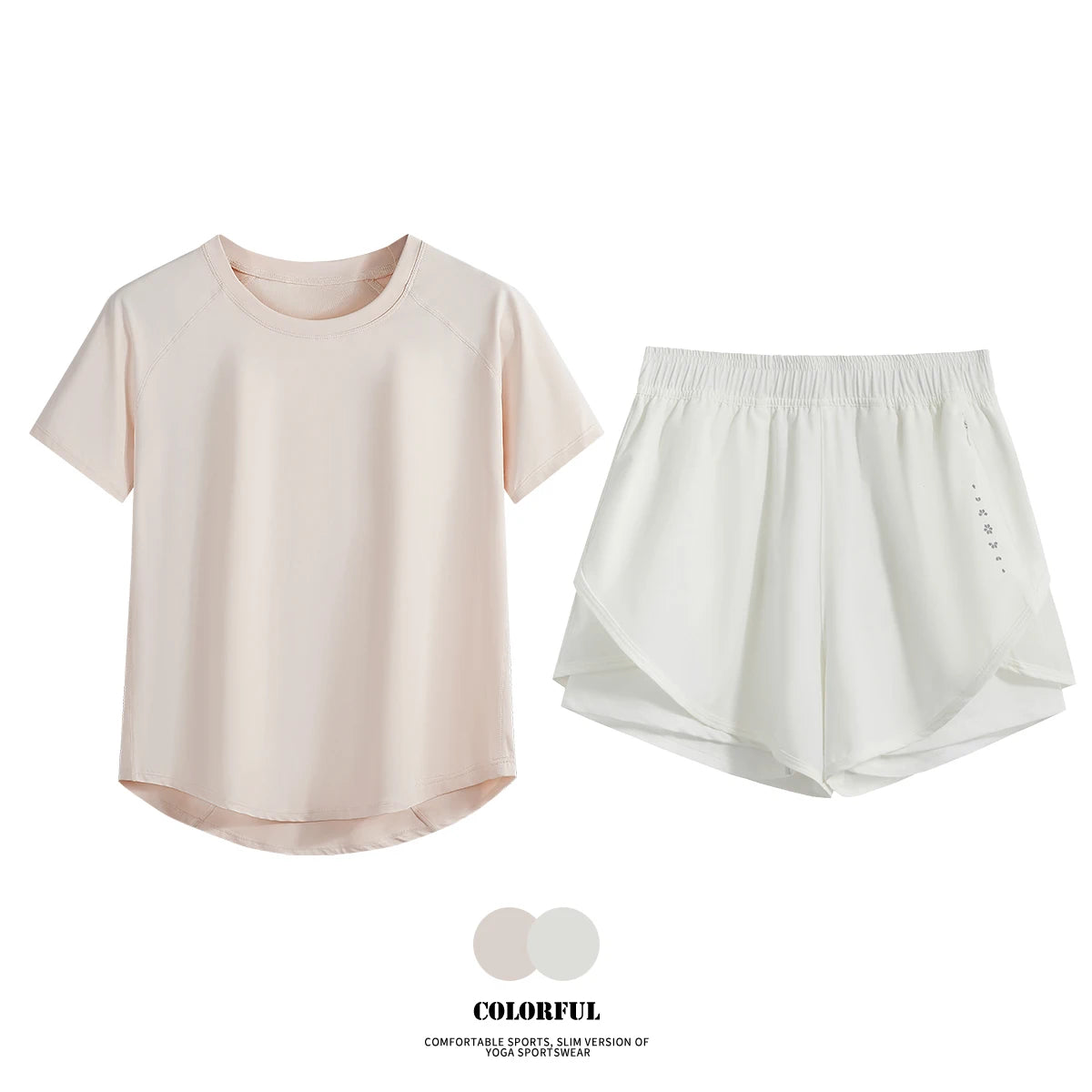 DRUR 2pcs Gym Set Women Summer Sportswear Outfit 2 Piece Short Sleeve Sports Shirt Shorts Sets Jogging Suit Female Tracksuit New