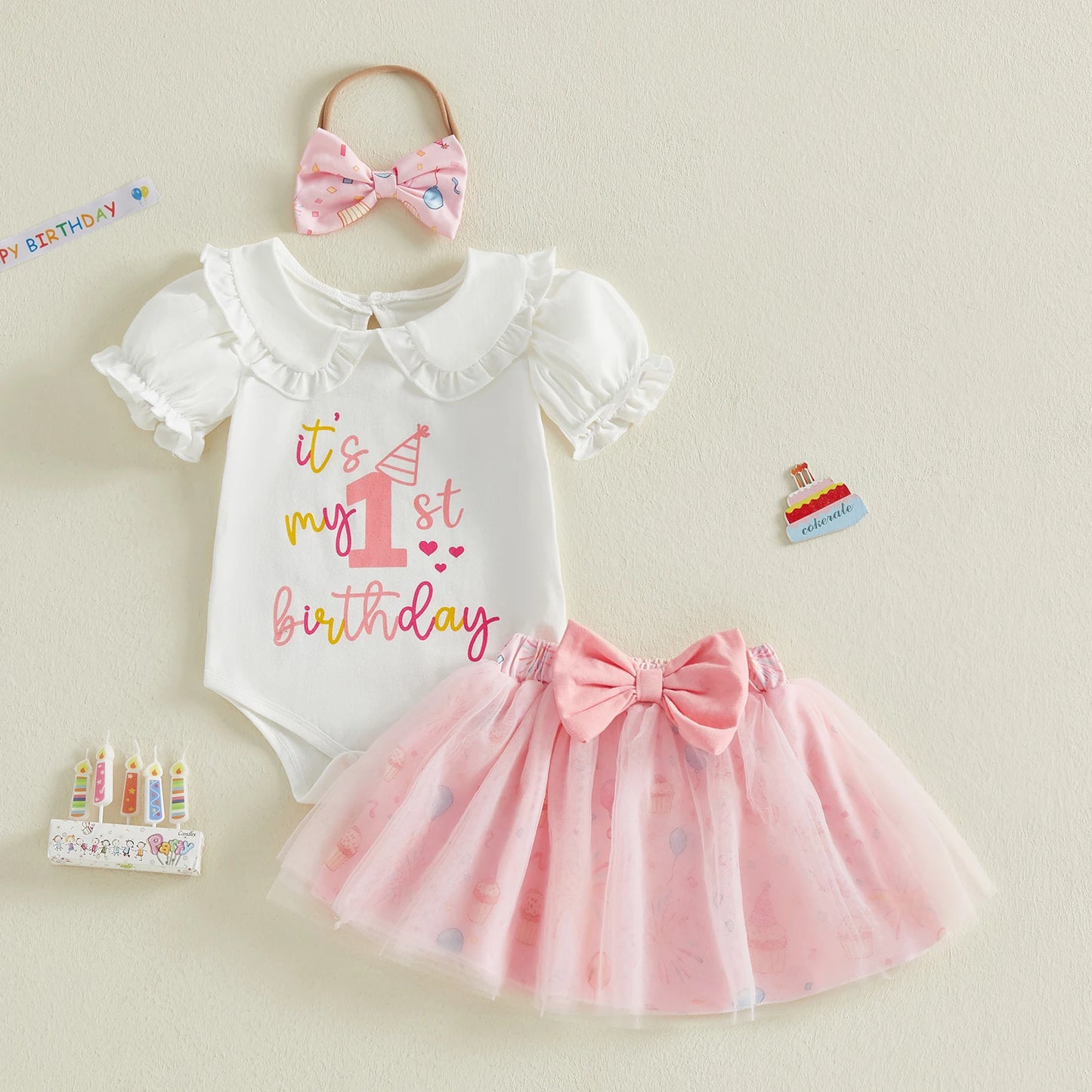 Baby Girl 1st Birthday Tutu Dress Set