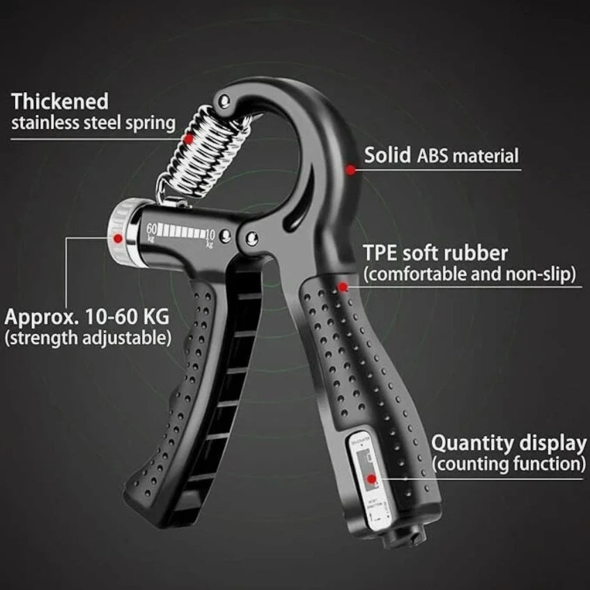 2PCS 5-60KG Mechanical Counting Grip Strength Adjustable Trainer Hand Strengthener Forearm Finger Exerciser For Muscle Building