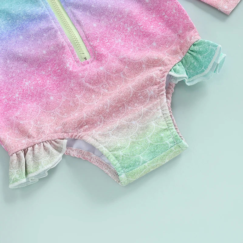 Infant Girls  Swimsuit with Long Sleeve Rash Guard