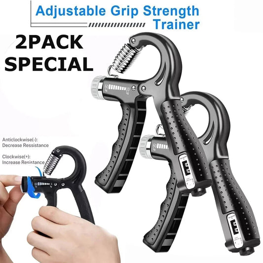 2PCS 5-60KG Mechanical Counting Grip Strength Adjustable Trainer Hand Strengthener Forearm Finger Exerciser For Muscle Building