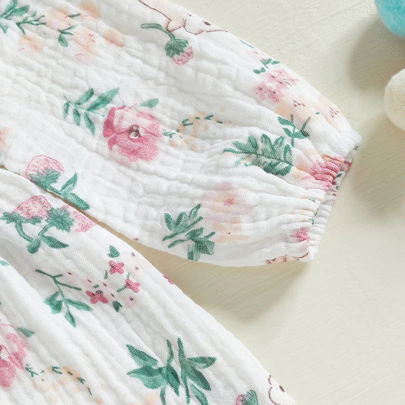 Adorable Baby Girls Romper Long Sleeve Jumpsuit and Matching Headband Set for Toddler