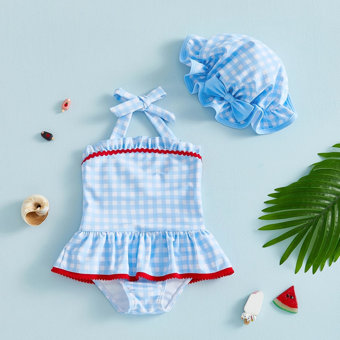 Adorable Toddler Girl Swimsuit Set with Sun Hat - Baby Swimwear for Summer Fun