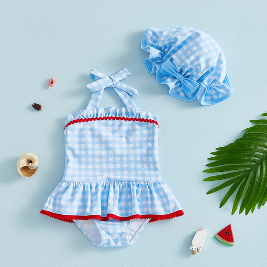 Adorable Toddler Girl Swimsuit Set with Sun Hat - Baby Swimwear for Summer Fun