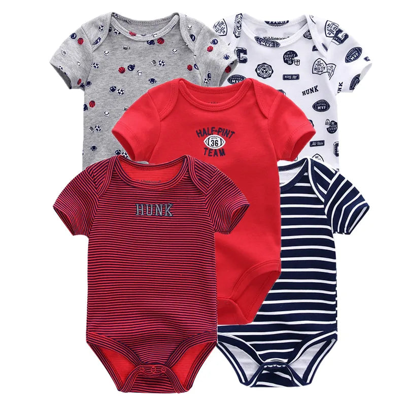 5 Piece Boys and Girls Bodysuits 100% Cotton Soft Newborn Bodysuit Set