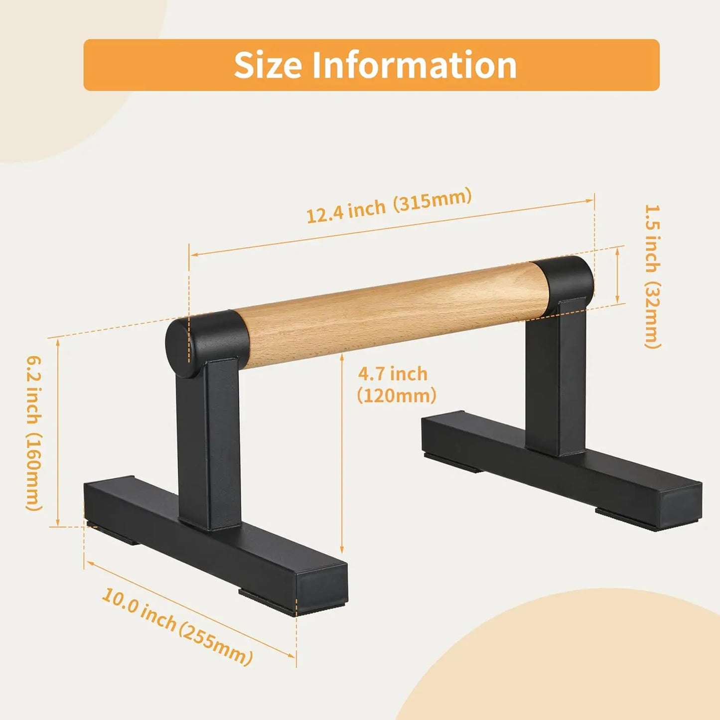 Wooden Parallettes Push Up Bars for Men, Strength Training Handles for Home Calisthenics and Fitness Workouts - Supports 500 lbs