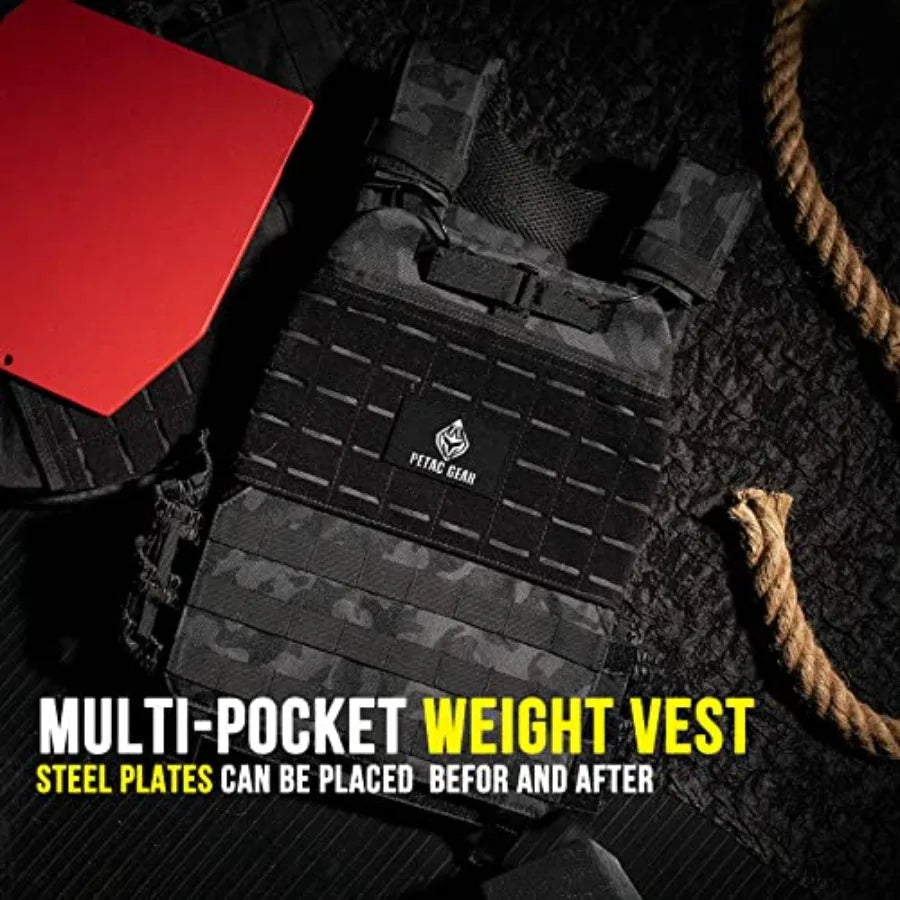 PETAC GEAR Weighted Vest for Men Women Adjustable Strength Training Workout Vest for Running Endurance Gym Fitness Black Silver