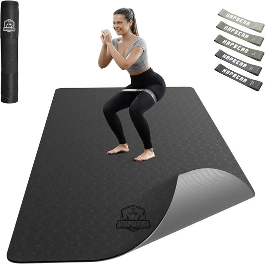 Extra Wide 72x36 Inch Yoga Mat, 6mm Thick Non-Slip Exercise Mat with Resistance Bands & Carry Bag for Home Workout