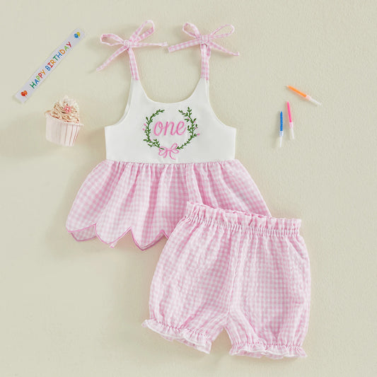 Cute Baby Girls 1st Birthday Summer Romper