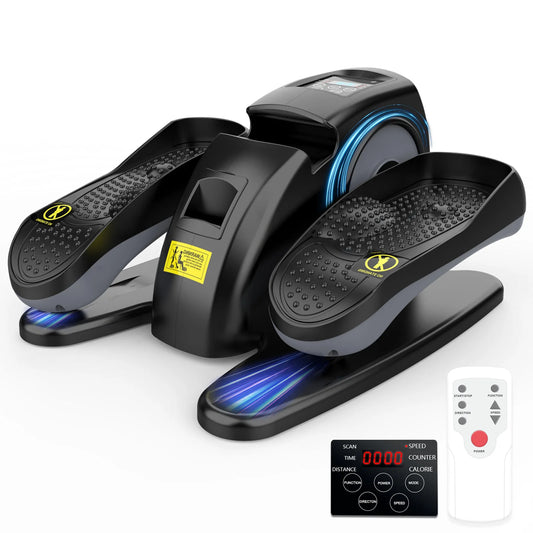 Under-Desk Elliptical Machine Portable Pre-Installed Seated Pedal Exerciser Home 15 Speeds Remote Control for Senior Adult