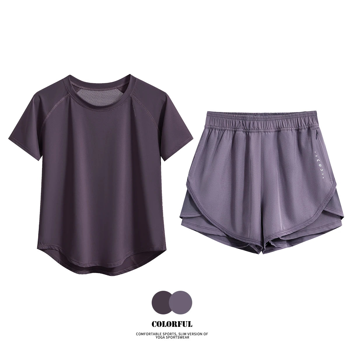 DRUR 2pcs Gym Set Women Summer Sportswear Outfit 2 Piece Short Sleeve Sports Shirt Shorts Sets Jogging Suit Female Tracksuit New