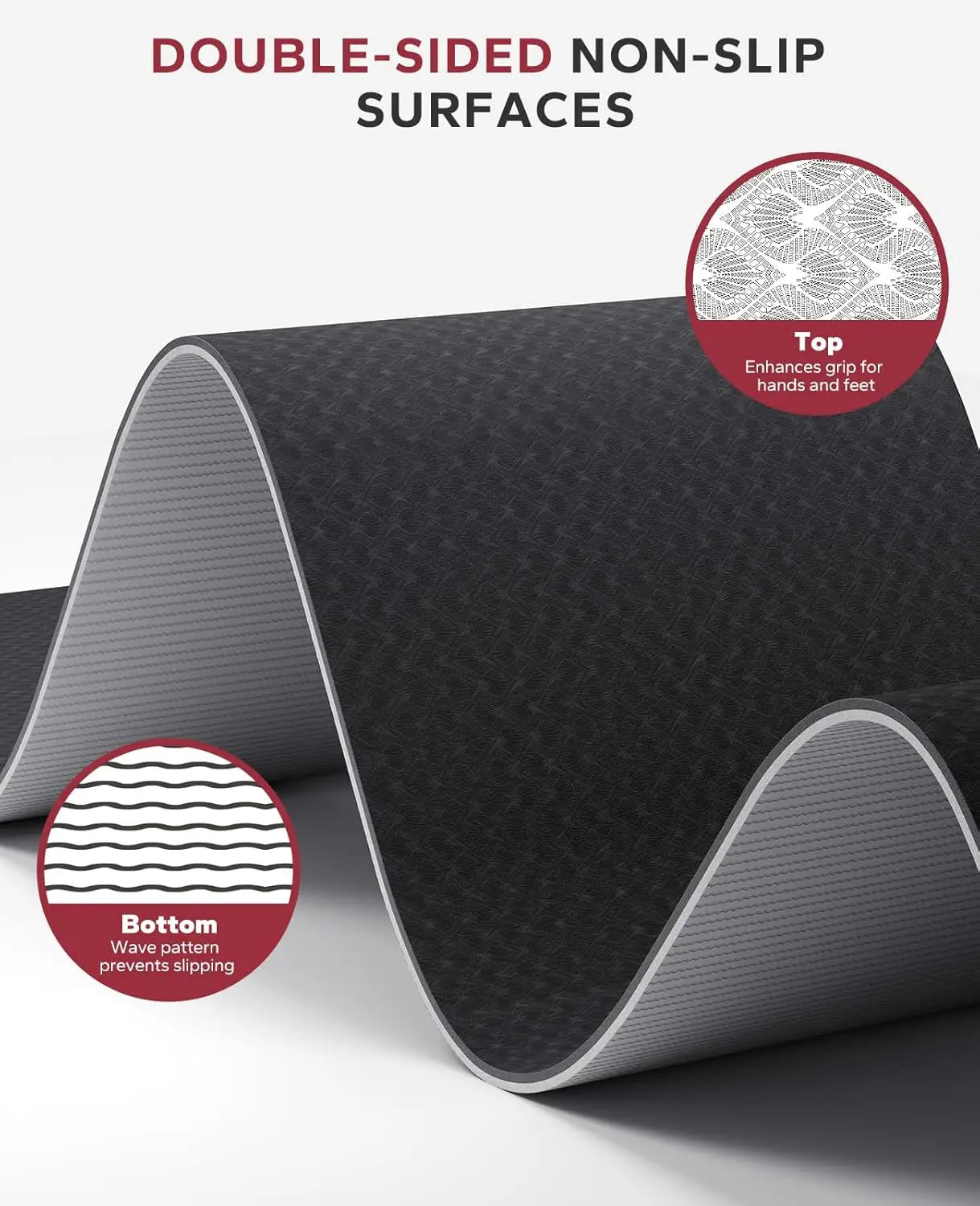 Extra Wide 72x36 Inch Yoga Mat, 6mm Thick Non-Slip Exercise Mat with Resistance Bands & Carry Bag for Home Workout