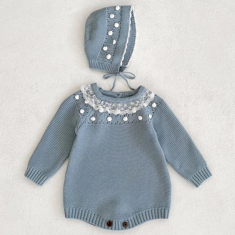 Baby Girl Romper Knit New Newborn Lace Warm Long Sleeve Jumpsuit