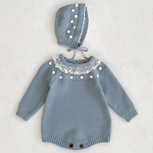 Baby Girl Romper Knit New Newborn Lace Warm Long Sleeve Jumpsuit