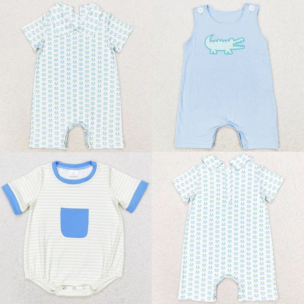Boutique Baby Infant Boys Crabs Short Sleeve Rompers Spring Summer Toddler Boys Rompers Fashion Kids Baby Onesie Boys Jumpsuits