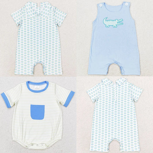 Boutique Baby Infant Boys Crabs Short Sleeve Rompers Spring Summer Toddler Boys Rompers Fashion Kids Baby Onesie Boys Jumpsuits