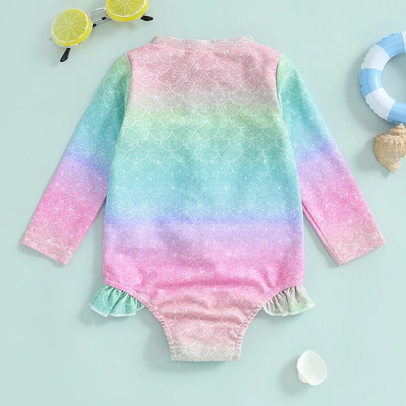 Infant Girls  Swimsuit with Long Sleeve Rash Guard