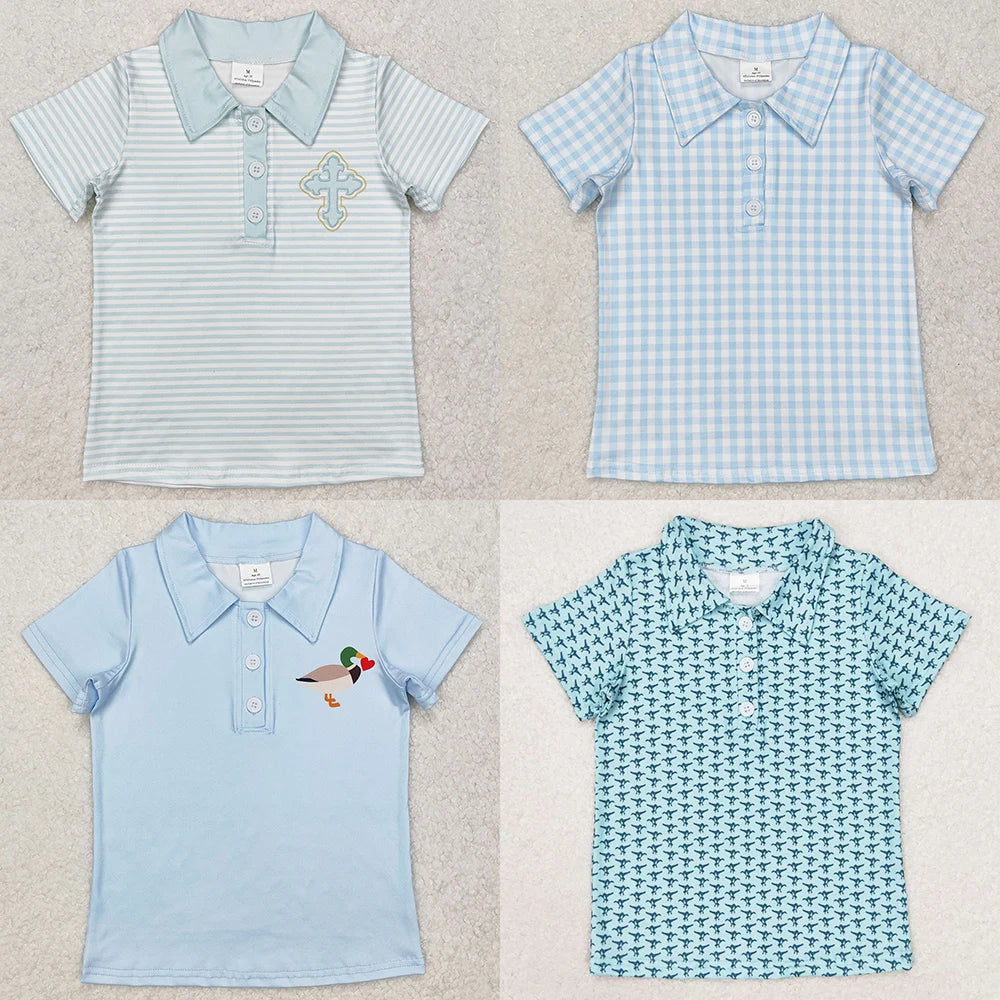 New Fashion Baby Boys Clothes Duck Stripe Buttons Tee Shirts Tops Spring Boutique Kids Clothes Toddler Boys Pullovers Tops Hot