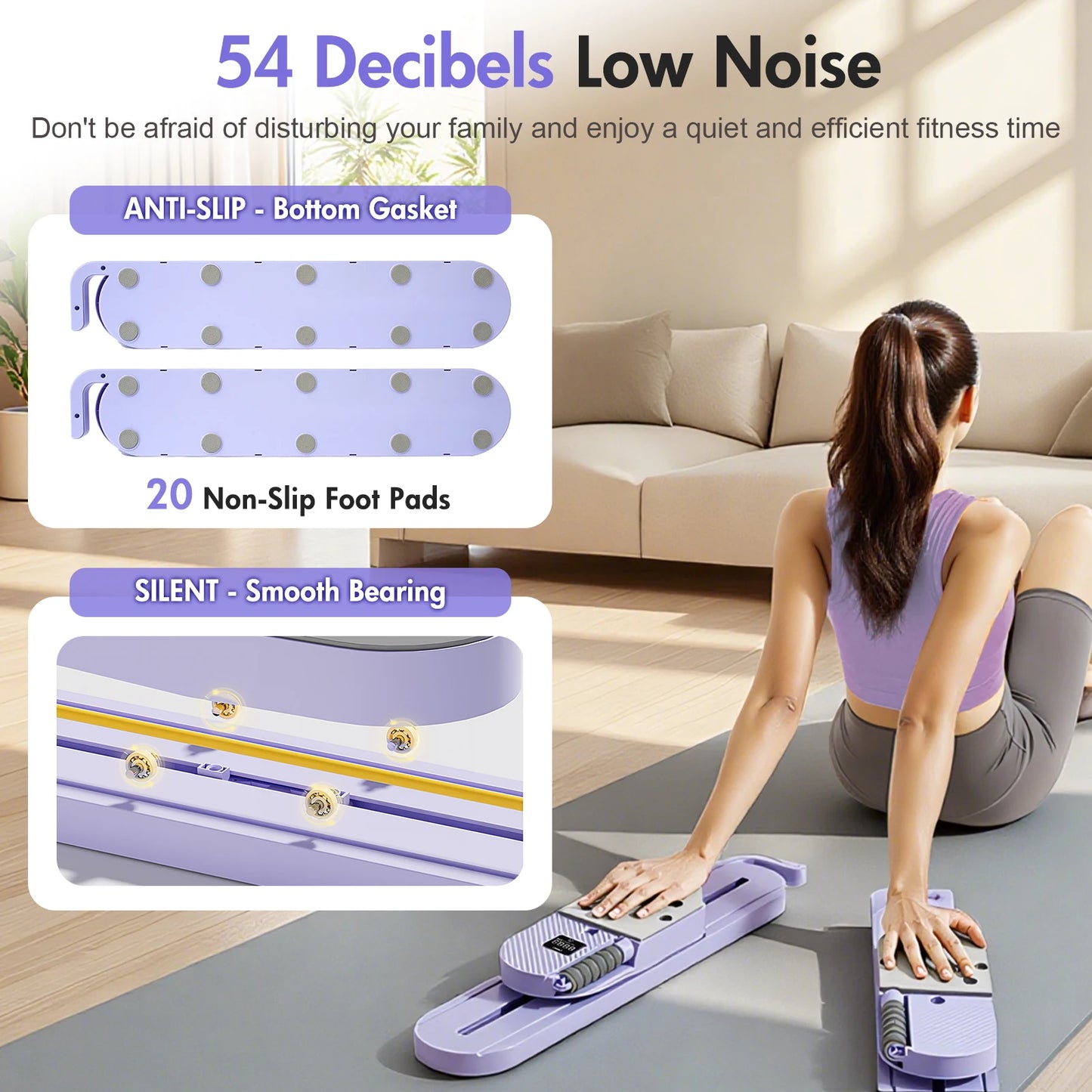Abdominal Pilates Board Detachable Resistance Bands LCD Display Split Strength Ab Core Trainer Push-up Workout for Men Women
