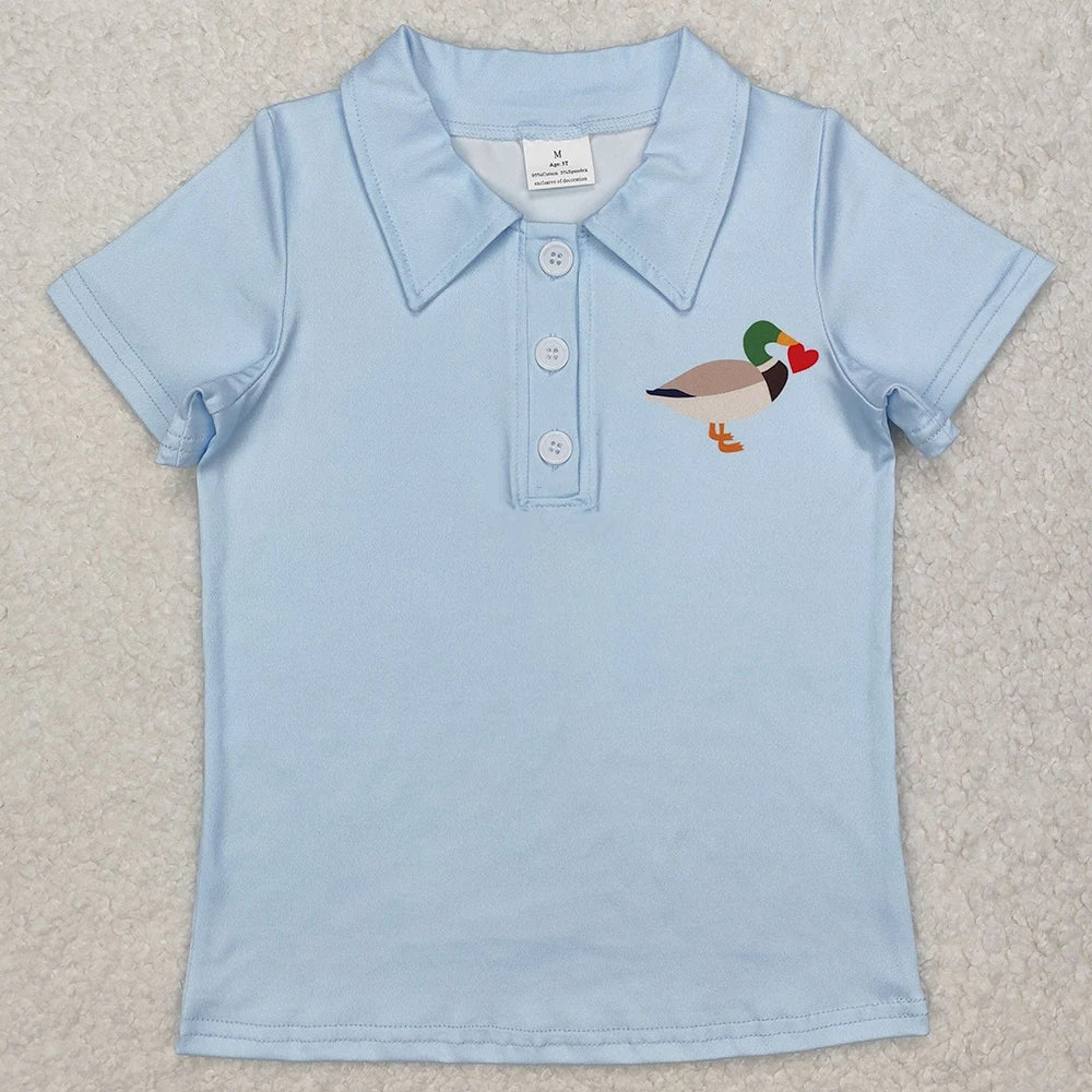 New Fashion Baby Boys Clothes Duck Stripe Buttons Tee Shirts Tops Spring Boutique Kids Clothes Toddler Boys Pullovers Tops Hot