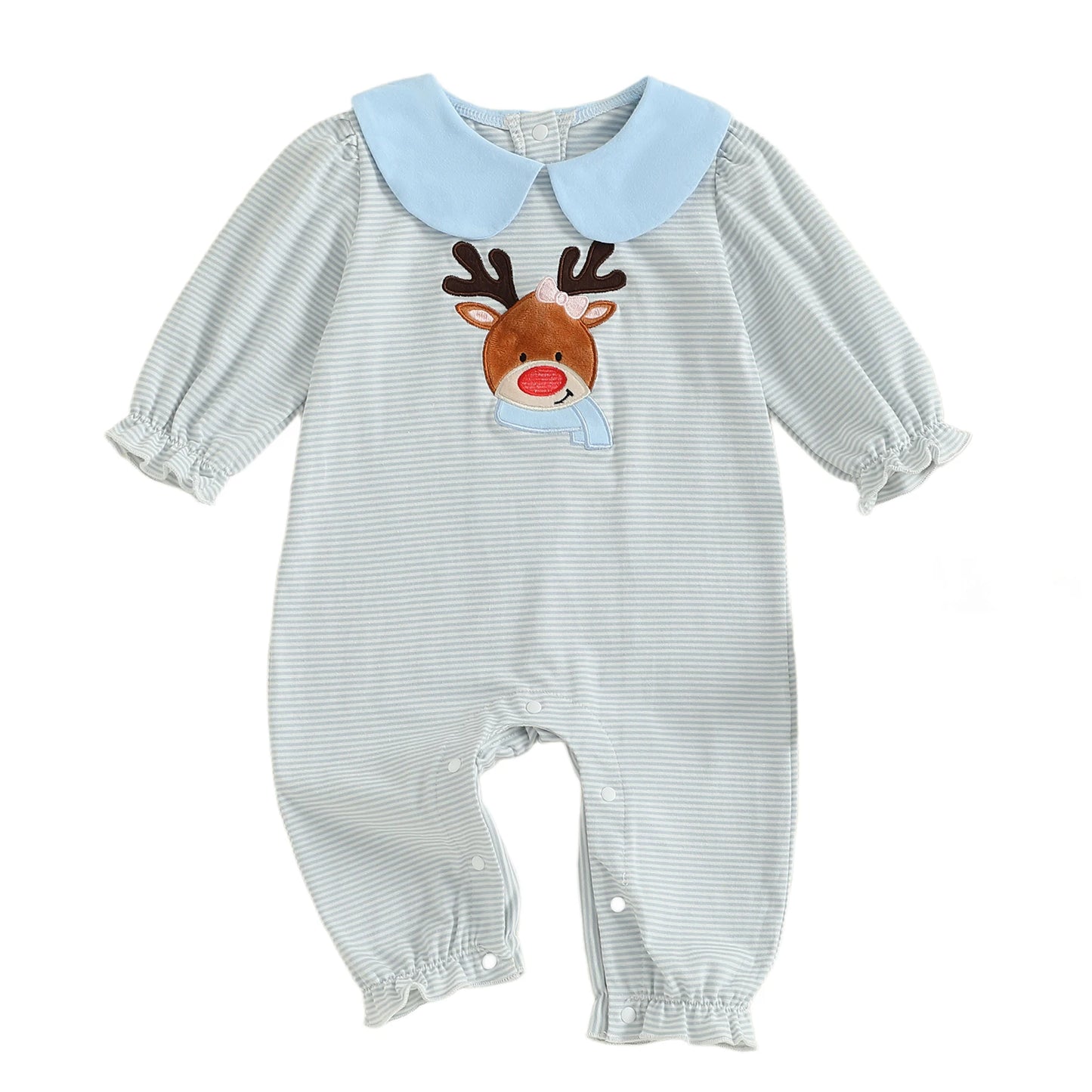 Toddler Christmas Snowflake Print  with Pom Pom Hooded Jumpsuit Warm Winter Pajamas for Baby Boys Girls