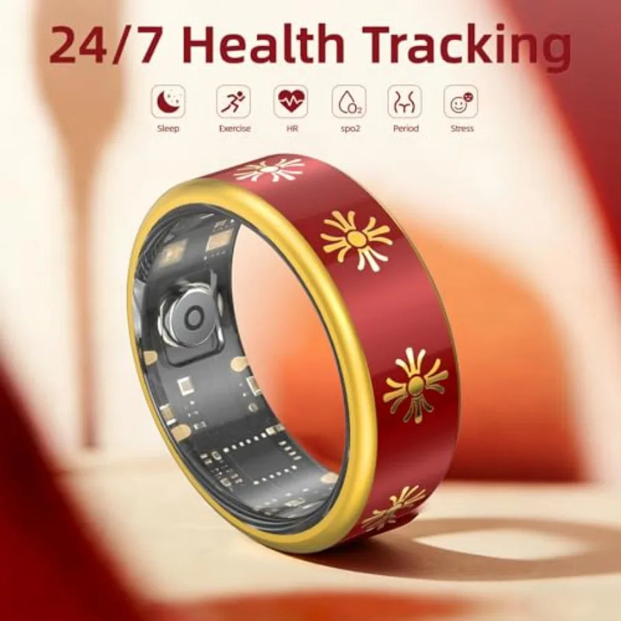 Smart Ring for Women Men Fitness Tracker Ring with Heart Rate Monitor Sleep Tracker Fitness Tracker No Subscription Fee IP68 Wa