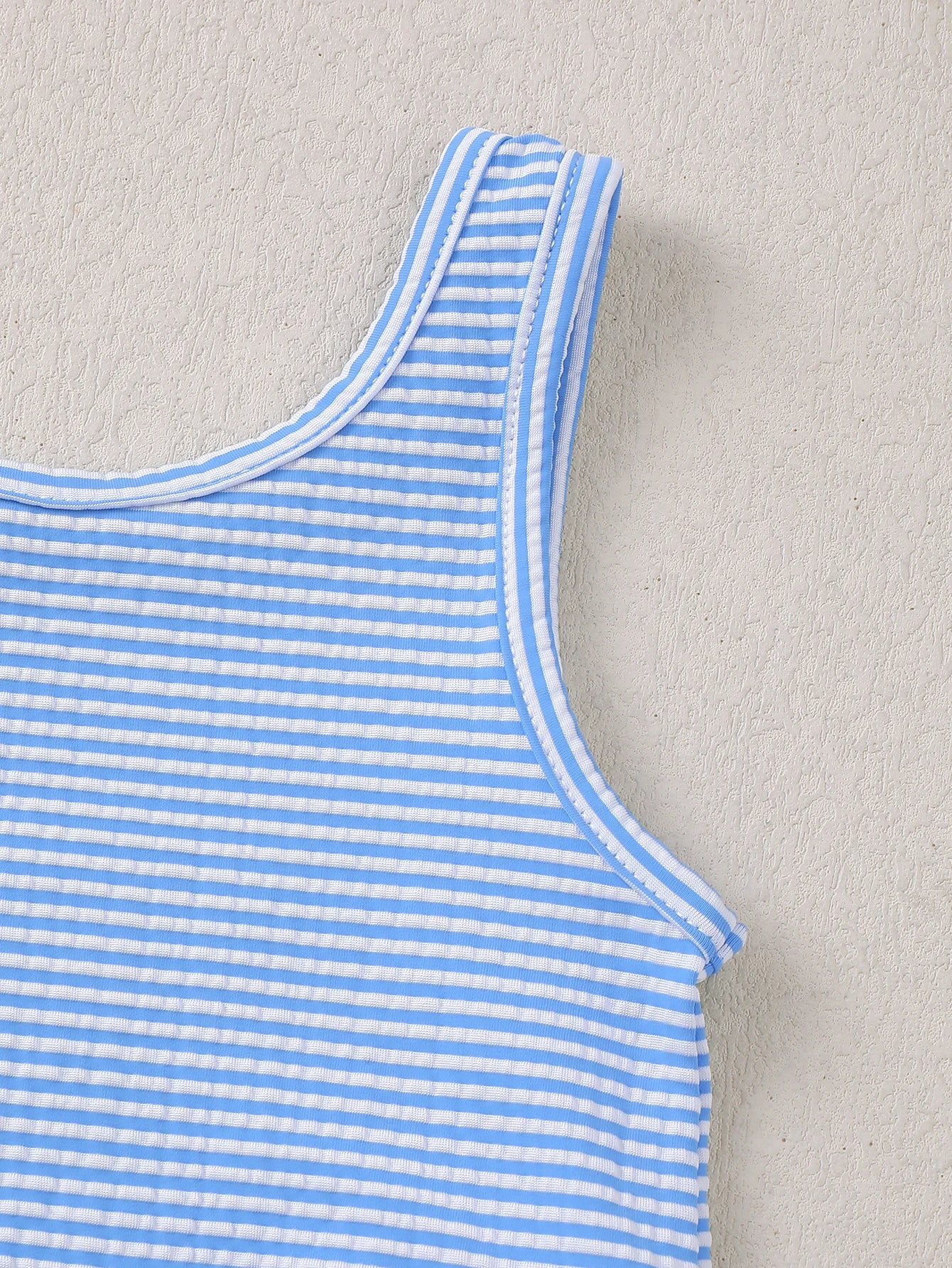 Baby Girl's Solid Stripe One-Piece Swimsuit Sleeveless Bodysuit for Toddlers And Kids