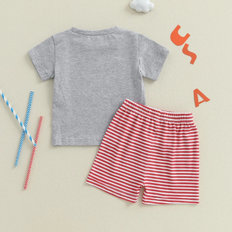 Toddler Baby Boy Girl 4th Of July Outfit USA Popsicle Short Sleeve Patriotic Tshirt Striped Shorts Independence Day Clothes
